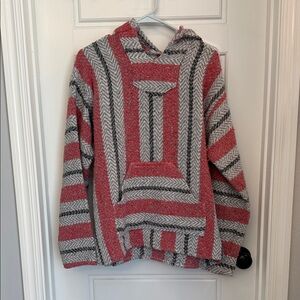 Women’s Red and Gray Striped Sweater